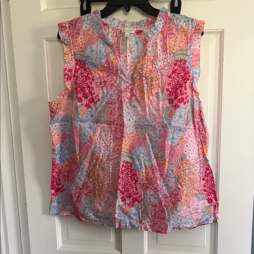 Talbots Pink Multi Floral Sleeveless V-Neck Camisole